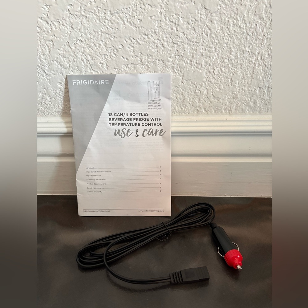 FRIGIDAIRE EFMIS567 18 Can Mini Drink Fridge *User Manual & Car 12V Adapter Only
